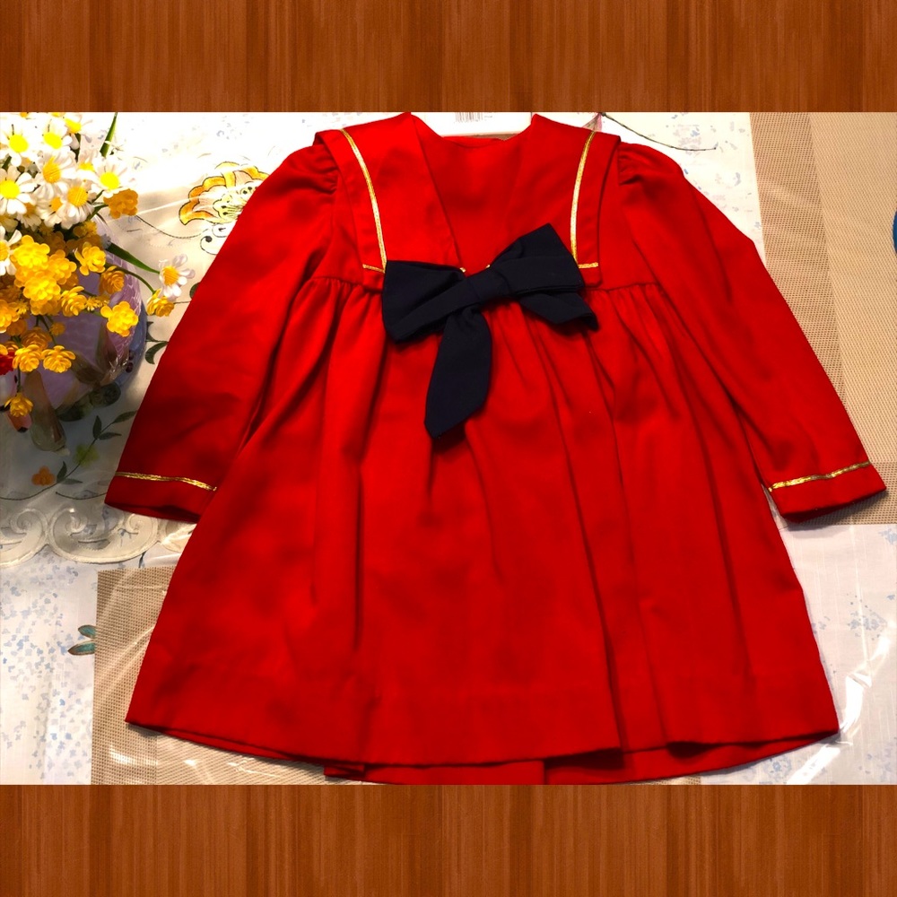 Vintage used red dress size 3T to 4T